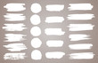 © the8monkey - Set of white ink vector stains. Vector black paint, ink brush stroke, brush, line or round texture. Dirty artistic design element, box, frame or background for text.