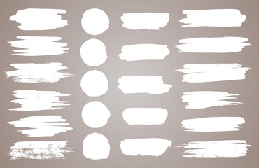 set of white ink vector stains. vector black paint, ink brush stroke, brush, line or round texture. 