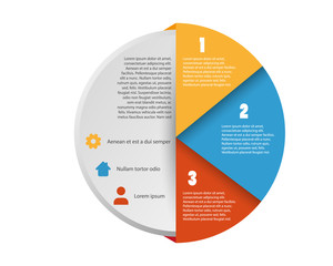 Circle Vector Infographic Template with three steps and color icons