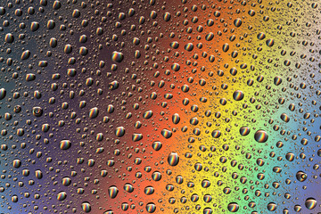 Drops of water with rainbow.