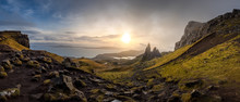 The Landscape Around The Old Man Of Storr And The Storr Cliffs, Isle Of Skye, Scotland, United Kingdom