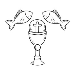 Poster - sacred chalice with fishes