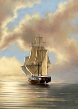 Paintings Sea Landscape, Fine Art, Old Ship On The Sea