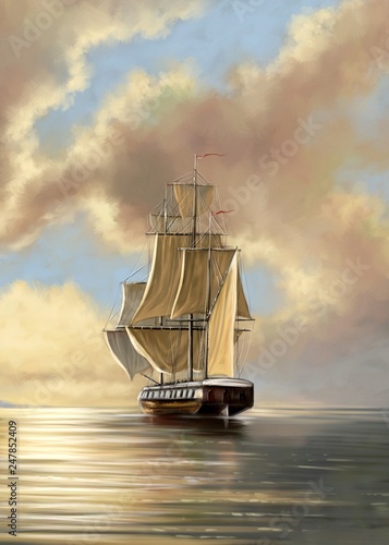 Paintings Sea Landscape Fine Art Old Ship On The Sea Buy This