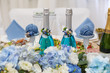 © mihail_pustovit - stylish interior of the wedding hall. festive decorated restaurant hall.  beautiful wedding decor in the restaurant. stylish candles on the festive table