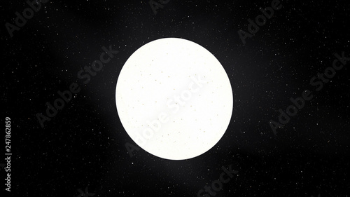 Fotografía Exoplanet 3D illustration sunwhite star Sirius with spots against a black sky (E