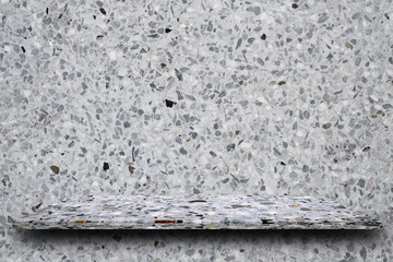 Wall Mural - Empty top of polished terrazzo stone shelves on terrazzo background, product display, you can put product on shelves.