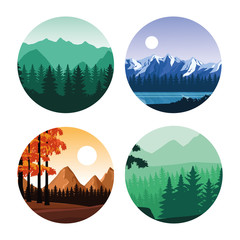 Sticker - Wanderlust landscapes cartoon