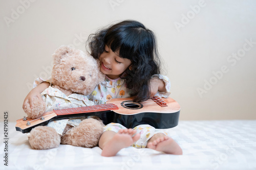 cute girl with teddy