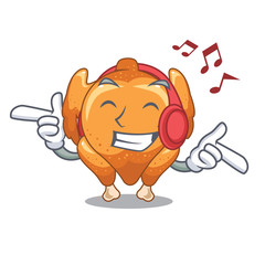 Sticker - Listening music chicken roast is isolated with characters