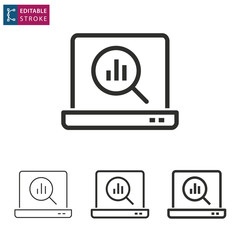 Sticker - Data analysis line icon on white background. Editable stroke.