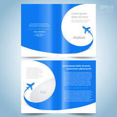 Wall Mural - Booklet catalog brochure design template folder airplane flight line takeoff