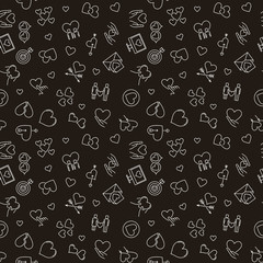 Sticker - Saint Valentine's Day vector concept seamless pattern or background in thin line style