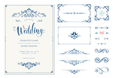 Ornate Wedding Invitation. Calligraphic Vintage Elements, Dividers And Page Decorations.