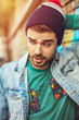 © All king of people - cool man, hipster on the street
