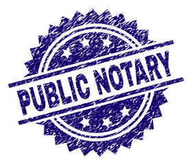Wall Mural - public notary stamp seal watermark with distress style. blue vector rubber print of public notary ti