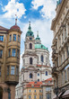 St. Nicholas Cathedral in Prague. Mala Strana. Architecture of Prague old town