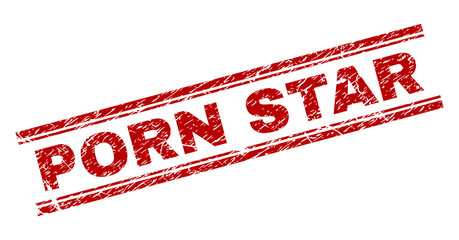 Wall Mural - porn star seal stamp with distress texture. red vector rubber print of porn star text with grunge te
