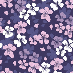 Wall Mural - laconic sakura cherry blossom seamless pattern