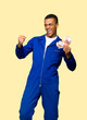 © luismolinero - Young afro american worker man taking a lot of money on isolated background