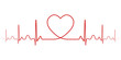 Heartbeat, vector rhythm with heart one line, a symbol of positive emotions, love and inspiration, happy Valentine day