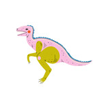 Fototapeta Dinusie - Colorful Velociraptor Dinosaur, Cute Prehistoric Animal Vector Illustration