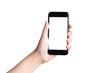 Mockup Copyspace Hands Mobile Phone Concept Isolate on White Background.Clipping Path