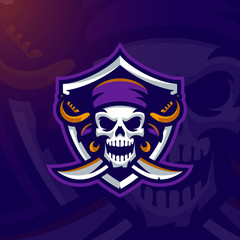 pirate skull mascot logo. eps10 vector.
