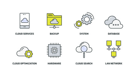 Wall Mural - CLOUD TECHNOLOGY ICON SET