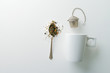 concept of drinking tea without plastic single use teabag. reusable  metalic infuser