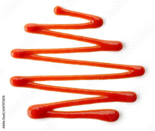 Photographie Splash of tomato sauce or ketchup on white background