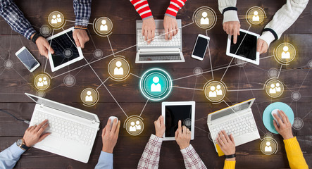 social network online sharing connection concept.