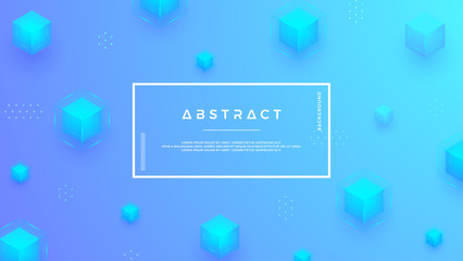 Wall Mural - blue background with a combination modern cubes. abstract geometric backgrounds in 3d style.