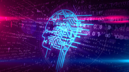 Wall Mural - artificial intelligence with cyber head symbol