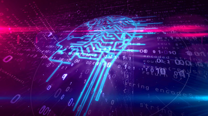Wall Mural - artificial intelligence with cyber head symbol