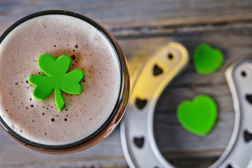 Sticker - St Patrick's day beer with green shamrock