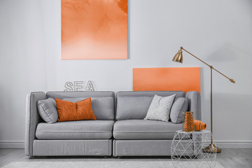 Wall Mural - Modern living room interior with comfortable sofa