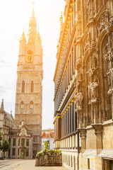 Wall Mural - Belfort tower in historical part city of Ghent, Belgium