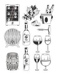 Poster - Winery and wine icons