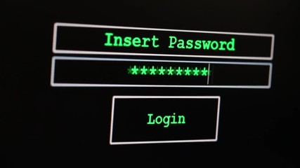 Wall Mural - real pc monitor with access system hacked by a hacker on black background