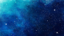 Blue Watercolor Space Background. Illustration Painting