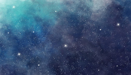 Wall Mural - blue watercolor space background. illustration painting