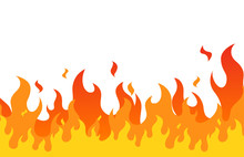 Fire Flame Flat Cartoon Style. Vector Illustration.Print