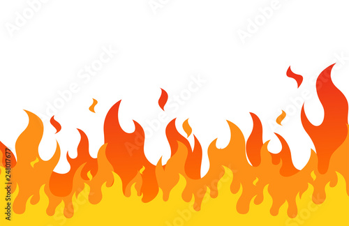 Fire flame flat cartoon style. vector illustration.Print Stock Vector