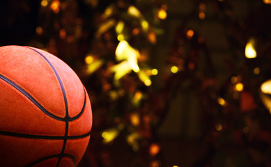 Wall Mural - basketball ball gold bokeh 