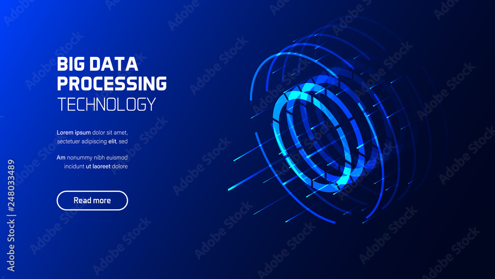 Big data analysis, computer processing visualisation, business ...