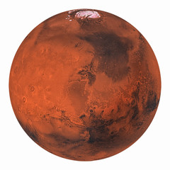 Wall Mural - planet mars with polar ice isolated on white background. elements of this image furnished by nasa.