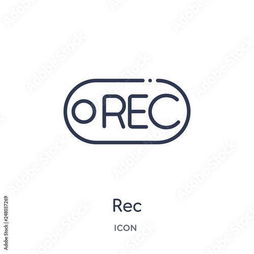 Rec Icon From Music And Media Outline Collection Thin Line Rec Icon Isolated On White Background Stock Vector Adobe Stock