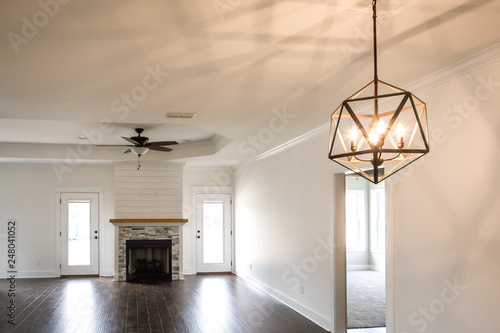 Modern Open Spacious Living Room With Tiled Fireplace And