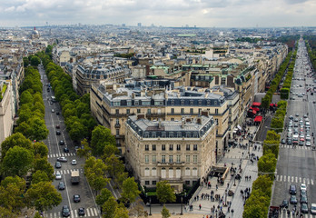 Fototapete - Paris view from Arc de Triumph. France.